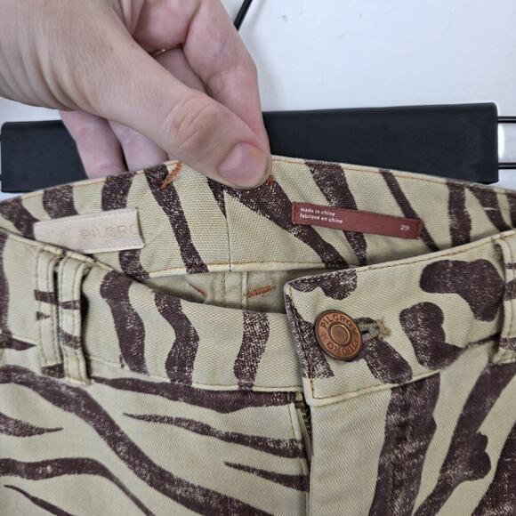 Pilcro Cream Brown Animal Print Avant Garde Denim The Long Bow Trousers Size 29 - Picture 5 of 10